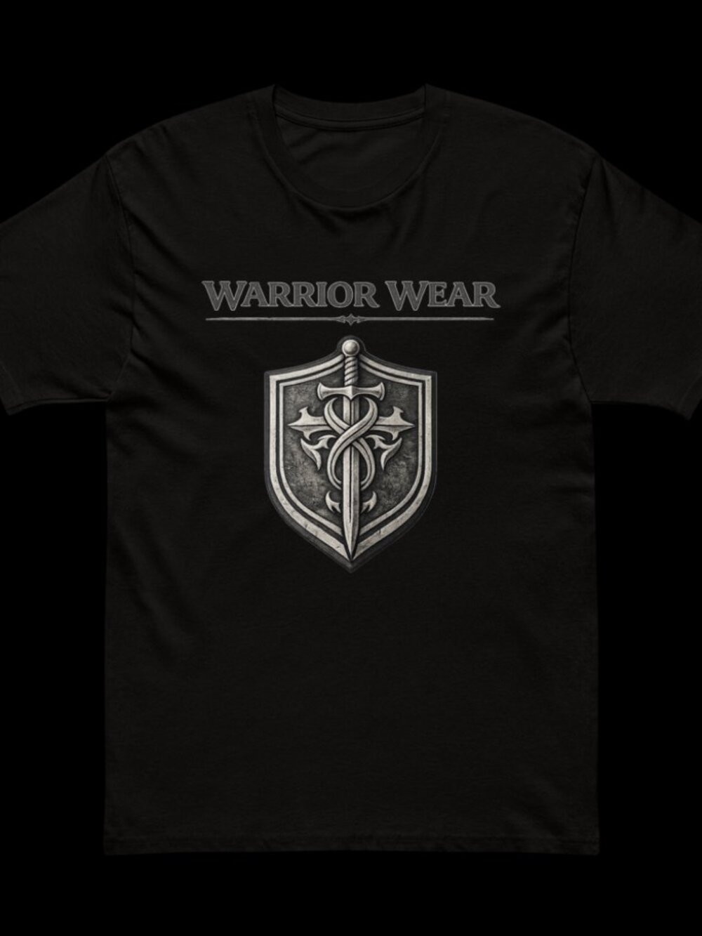 Warrior Wear Shield Graphic Tee – Strength Honor Discipline / Black & White